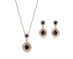 Women Rhinestone Waterdrop Pendant Necklace Stud Drop Earrings Jewelry Set