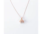 Women Luxury Shiny Rhinestone Faux Pearl Pendant Necklace Stud Earrings Jewelry Set Rose Gold
