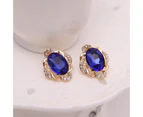 Women Fashion Hollow Rhinestone Pendant Necklace Ear Stud Earrings Jewelry Set Gift