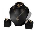 Women Hollow Love Heart Pendant Necklace Bracelet Ring Earrings Jewelry Set