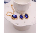 Women Fashion Hollow Rhinestone Pendant Necklace Ear Stud Earrings Jewelry Set Gift