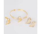 Women Hollow Love Heart Pendant Necklace Bracelet Ring Earrings Jewelry Set