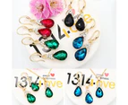 Vintage Teardrop Rhinestone Women Jewelry Set Necklace Hook Earrings Pendants Lake Blue