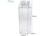 4 Pack Plastic Milk Box, 17 Oz Clear Portable Milk Carton Water Bottle Square Juice Bottle
