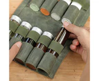 1 Set Storage Bag Separate Compartment Wear Resistant Canvas Camping Folding Bag with Multiple Spice Jar Set for Hiking Army Green