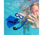1 Set Snorkeling Goggles Good Toughness Safe Breathing Waterproof Kids Wide Vision Swimming Eyewear Snorkel Swim Fins for Underwater Diving Blue