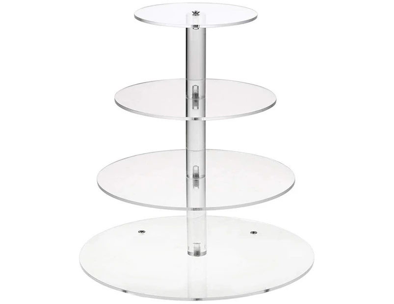 Transparent Round Acrylic 3/4 Tier Cake Holder Party Cupcake Display Stand Rack-4 Layer