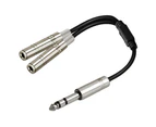 Splitter Cable Portable Plug Play PVC 6.35mm Male to Dual Female Adapter Cable for Cameras