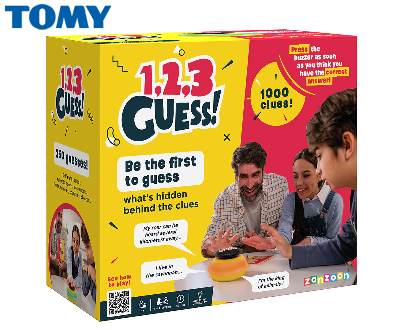 Tomy 1,2,3 Guess Tabletop Family/Party Guessing Game w/1000 Clues Kids Toy 6y+