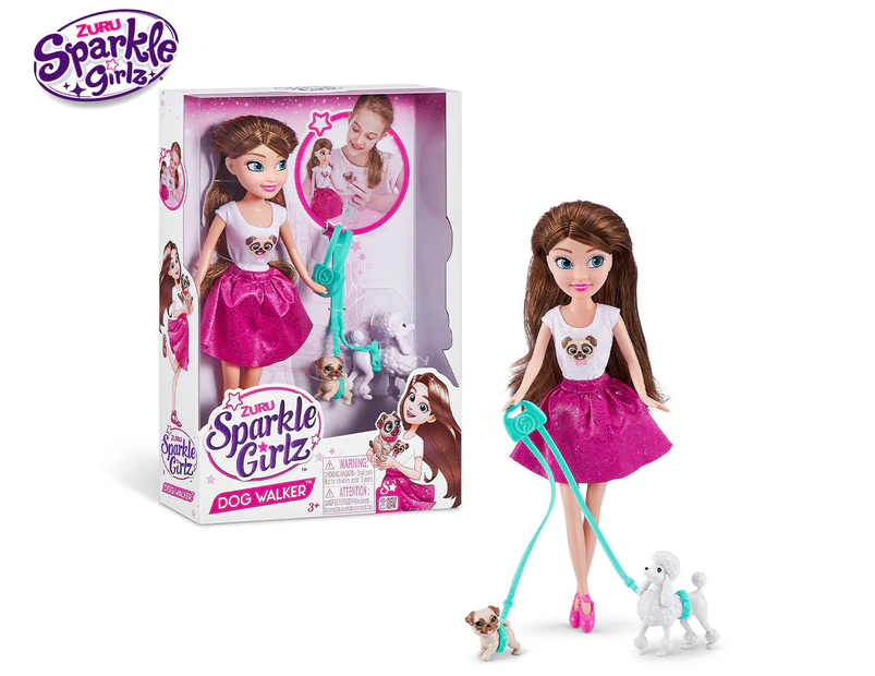 Sparkle Girlz Dog Walker Doll Set