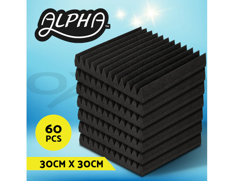 60pcs Alpha Studio Acoustic Foam Sound Absorbtion Proofing Panels Wedge 30X30CM