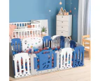Advwin Foldable Baby PlayPen with 18 Toddlers Activity Panel Baby Activity Safety Centre for Indoor Outdoor Blue 4 ㎡