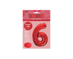 86cm Red 6 Number Foil Balloon
