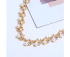 Elegant Faux Pearl Rhinestone Necklace Earrings Bracelet Bridal Jewelry Gift Bracelet