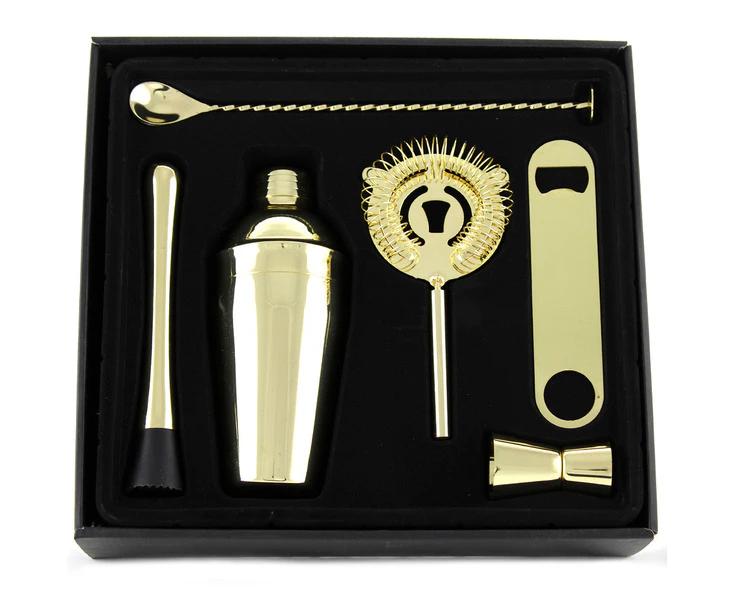 Cocktail Kit 6 Piece Gold in Gift Box