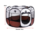 8 Panel Pet Dog Cat Play Pen Bags Kennel Portable Tent Playpen Puppy M Brown