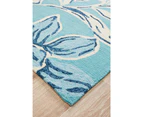 Whimsical Blue Floral Indoor Outdoor Rug