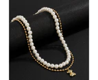 Men Necklace Polished Imitation Pearl Portable Punk Style Panda Shape Men Choker Necklace Male Jewelry Golden