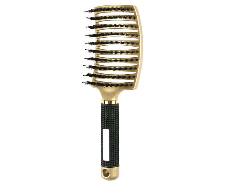 Head Comb Sturdy Strong Smooth Hollow-carved Design Reduce Static Electricity Hairdressing Tool Meniscus Hair Massage Bristle Comb-Golden