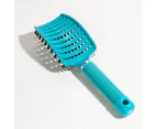 Head Comb Sturdy Strong Smooth Hollow-carved Design Reduce Static Electricity Hairdressing Tool Meniscus Hair Massage Bristle Comb-Sky Blue