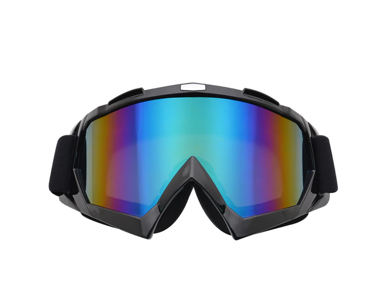Outdoor Motorcycle Off-road Riding Skiing Glasses Windproof Protection Goggles Black+Multicolor