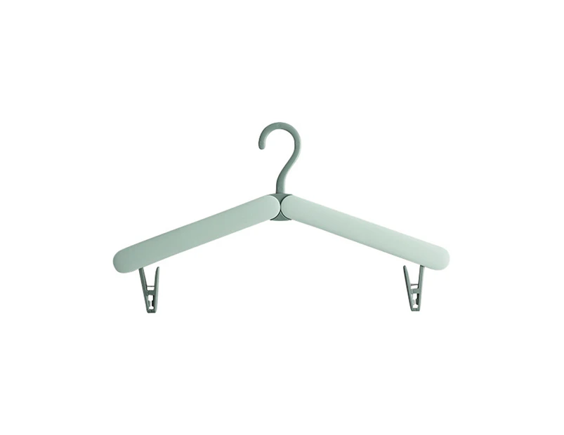 Clothes Hanger Portable Lightweight Foldable Travel Folding Hanger Hook with Clip for Household Green