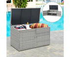 Costway Garden Patio Rattan Storage Container Box Bin Shelf Mix Grey