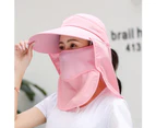 Women Summer Outdoor Cycling Anti-UV Hat Detachable Face Neck Cover Sun Cap Purple