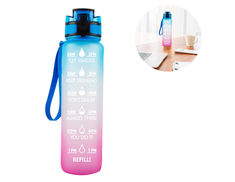 Water bottle|Sports Fitness Plastic Gradient Water Cup - Blue Pink