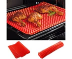 Baking Trays Non-Stick Heat Resistant Silicone Reducing Healthy Large Roasting Mat Kitchen Accessories - Red