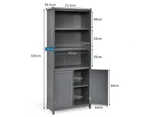 Giantex Bookcase Display Shelf Wooden Storage Cabinet Bookshelf Stand w/Doors Book Organizer Home Office Grey