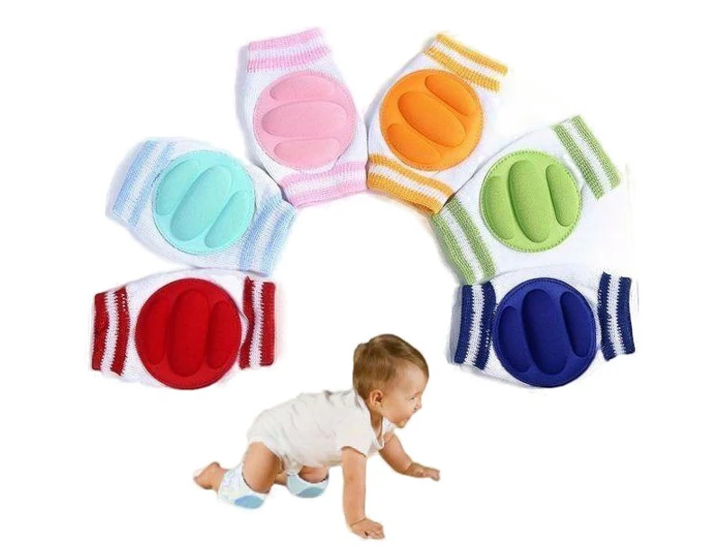 3 Pairs X Baby Infant Toddler Crawling Safety Padded Knee Pads Blue Orange - Dark Blue, Light Blue, Orange