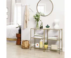 3 Tier Console Table with Tempered Glass Top Gold