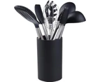 Kitchen Utensil Set, Kitchen Utensils 9 Piece Set Made Of Silicone And Stainless Steel: Tongs, Spaghetti Spoon, Spatula