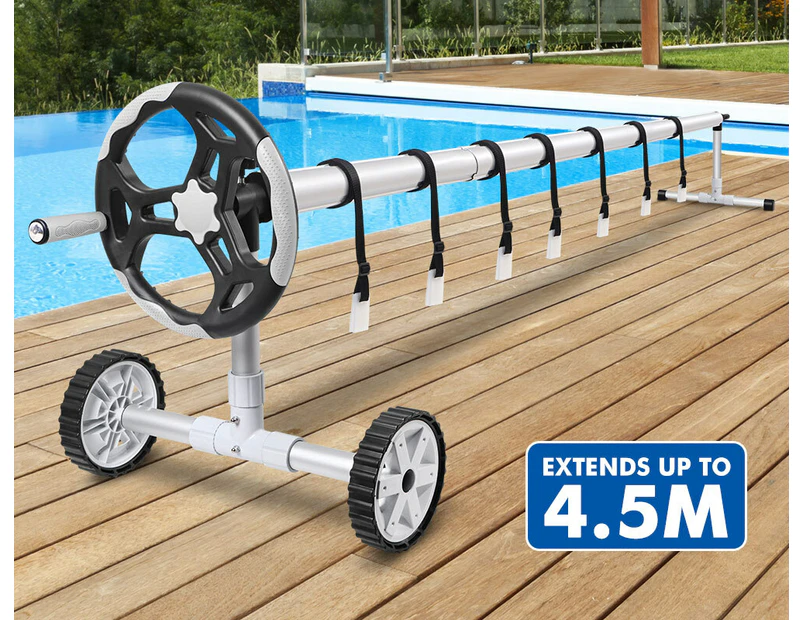 ALFORDSON Pool Cover Roller 4.5m Adjustable Solar Blanket Reel Swimming  Grey