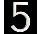 6 inch (15 cm) Floating House Number Sign #5, Silver, Aluminum Alloy