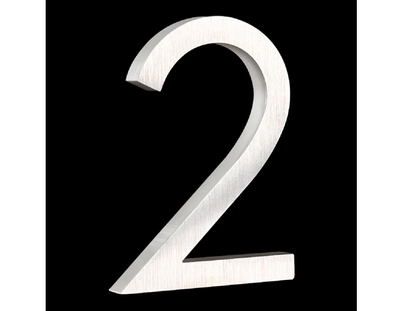 6 inch (15 cm) Floating House Number Sign #2, Silver, Aluminum Alloy