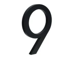 6 inch (15 cm) Floating House Number Sign #9, Black, Aluminum Alloy