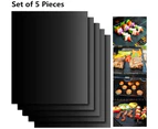 Set of 5 Cooking Mats BBQ Mat Barbecue Plate Baking Sheet Gas Barbecue Oven Electric Charcoal Non-stick