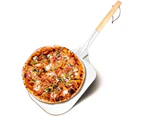 Pizza pusher, aluminum pizza peel, pizza peel, pizza peel with a large surface, practical wooden handle (66 * 30.5cm)