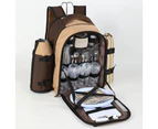 Viviendo Picnic Backpack for 4 Person with Insulated Leakproof Cooler Bag and Cutlery Set - Vintage Brown