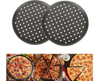 Pizza Tray, Pizza Set 2 Pieces, Non-Stick Pizza Baking Tray With Holes, Carbon Steel, Crispy Tray, Round