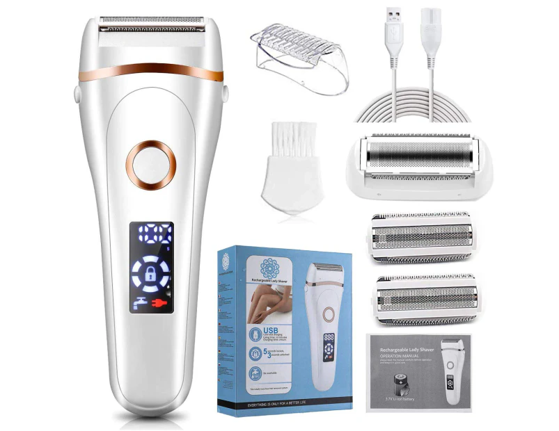 Womens Wet Dry Rechargeable Back Shaver Razor, Electric 3 In 1 Rechargeable Waterproof Underarms Trimmer Shaver