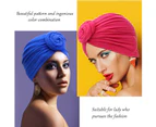 6 Pieces Women African Turban Flower Knots Pre Tied Bonnet Beanie Hat Head Wrap