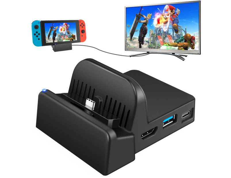 Portable Charging Stand for Switch Controller Compact Switch to HDMI Adapter,Mini Switch Docking Station with Extra USB 3.0 Port