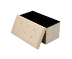 2 x COLLAPSIBLE OTTOMAN STORAGE CHESTS Cream Faux Velvet Organiser Container Box Foldable Basket Bins Handle Wardrobe Closet Organizer Cloth Basket