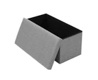 4 x COLLAPSIBLE OTTOMAN STORAGE CHESTS Grey Faux Linen Organiser Container Boxes Foldable Basket Bins Handle Wardrobe Closet Organizer Cloth Basket