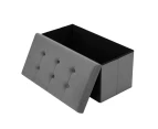 2 x COLLAPSIBLE OTTOMAN STORAGE CHEST Grey Faux Velvet Organiser Container Boxes Foldable Basket Bins Handle Wardrobe Closet Organizer Cloth Basket
