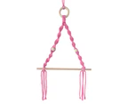 Scandinavian Style Wall Rope Hanging Wooden Rack Stick Tassel Storage Home Decor Pink
