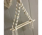Scandinavian Style Wall Rope Hanging Wooden Rack Stick Tassel Storage Home Decor Blue